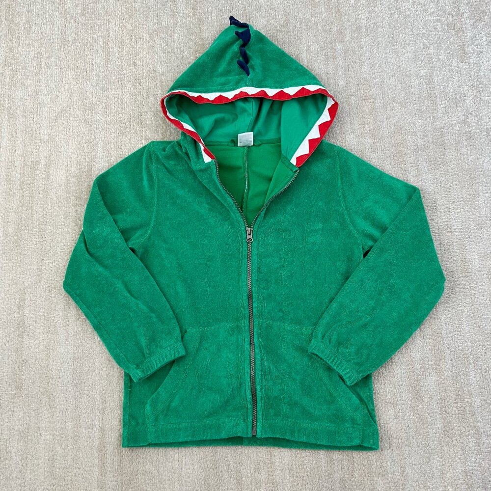 Hanna Andersson Boys Dino Green French Terry Zip Up Hoodie Sweatshirt 10